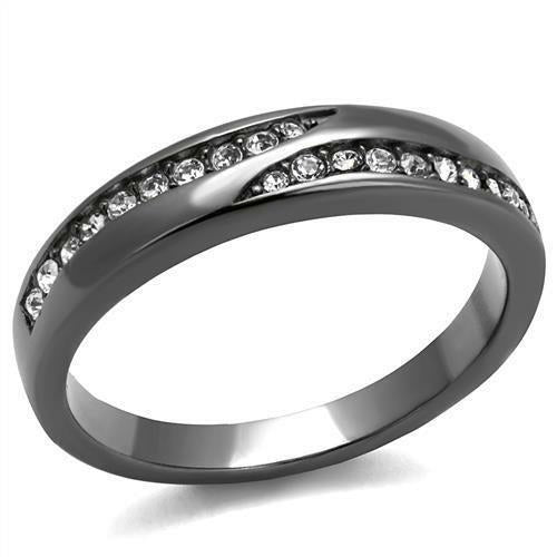 Rings Light Black Stainless Steel Ring with CZ Crystals