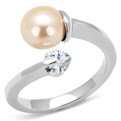 Rings Curved Stainless Steel Pearl Ring