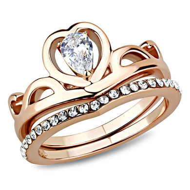 Rings Rose Gold Stainless Steel Princess CZ Ring