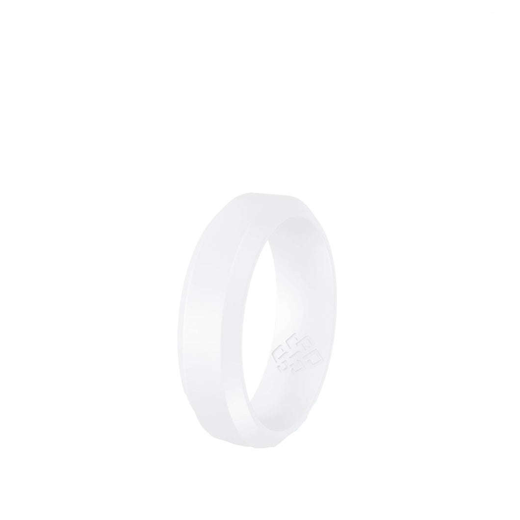 Rings Pearl White Bevel Edge Silicone Ring for Men