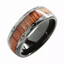 Load image into Gallery viewer, Rings Wood Inlay Black Tungsten Band
