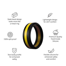 Load image into Gallery viewer, Rings Yellow Stripe Silicone Unisex Ring
